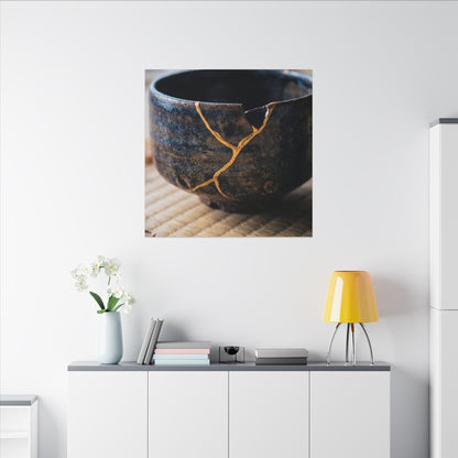 Tea Ceremony Autumn Canvas Art | Kintsugi Healing Design