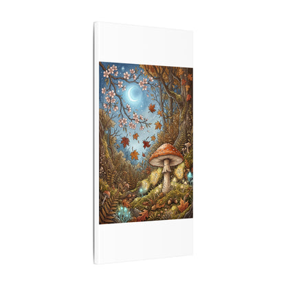 Autumn Cherry Blossom Mushroom Illustration Canvas Art | Enchanting Decor