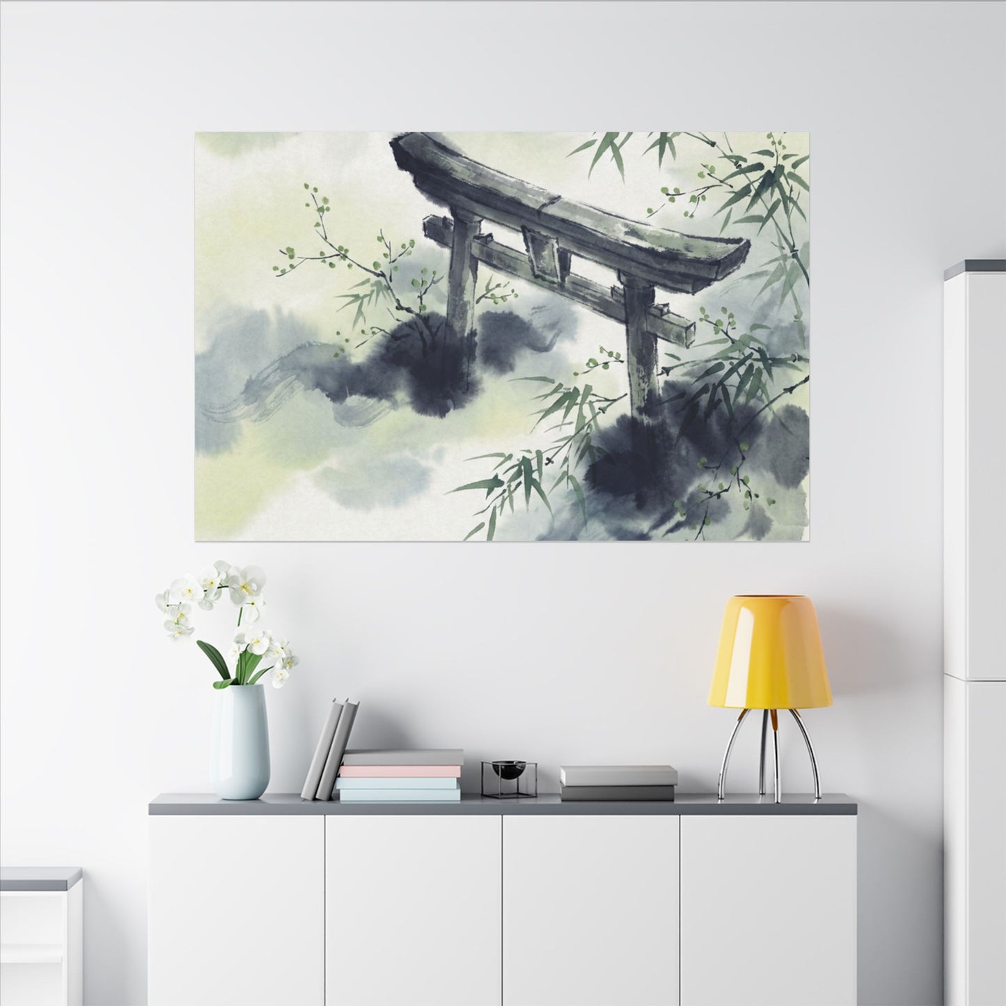 Torii Gate Sumi E Canvas Art | Serene Zen Art
