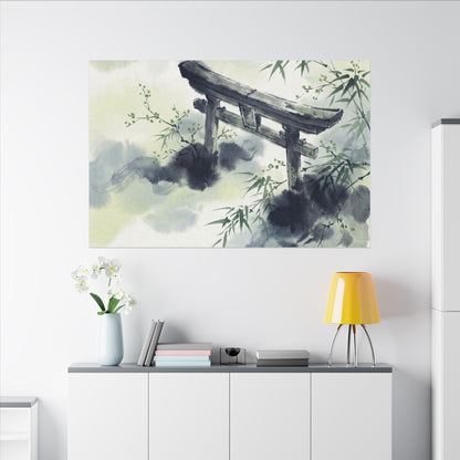 Torii Gate Sumi E Canvas Art | Serene Zen Art