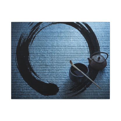 Winter Tea Ceremony Enso Canvas Art | Peaceful Decor