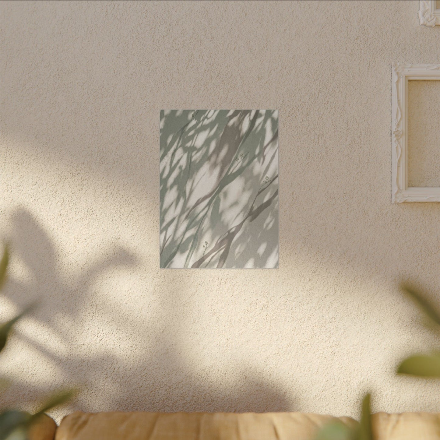 Japandi Shadow Play in Dappled | Japanese Pattern Canvas Art