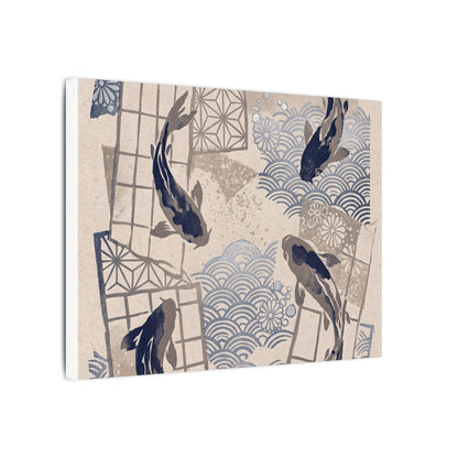 Earthy Koi Pond Canvas Art - Japanese Pattern Japandi