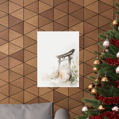 Torii Gate Spring Wall Art Print | Japandi Elegant Design