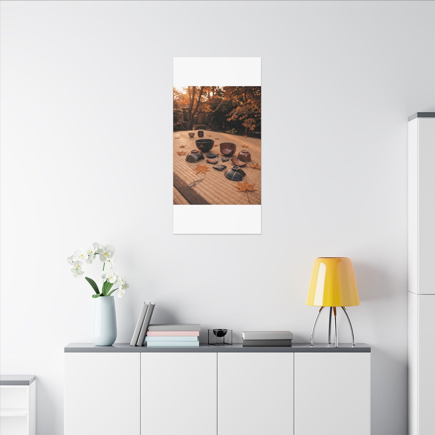Golden Hour Tea Ceremony Canvas Art - Kintsugi Shibui