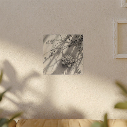 Winter Lotus Flower Sumi E Canvas Art | Contemplative Decor