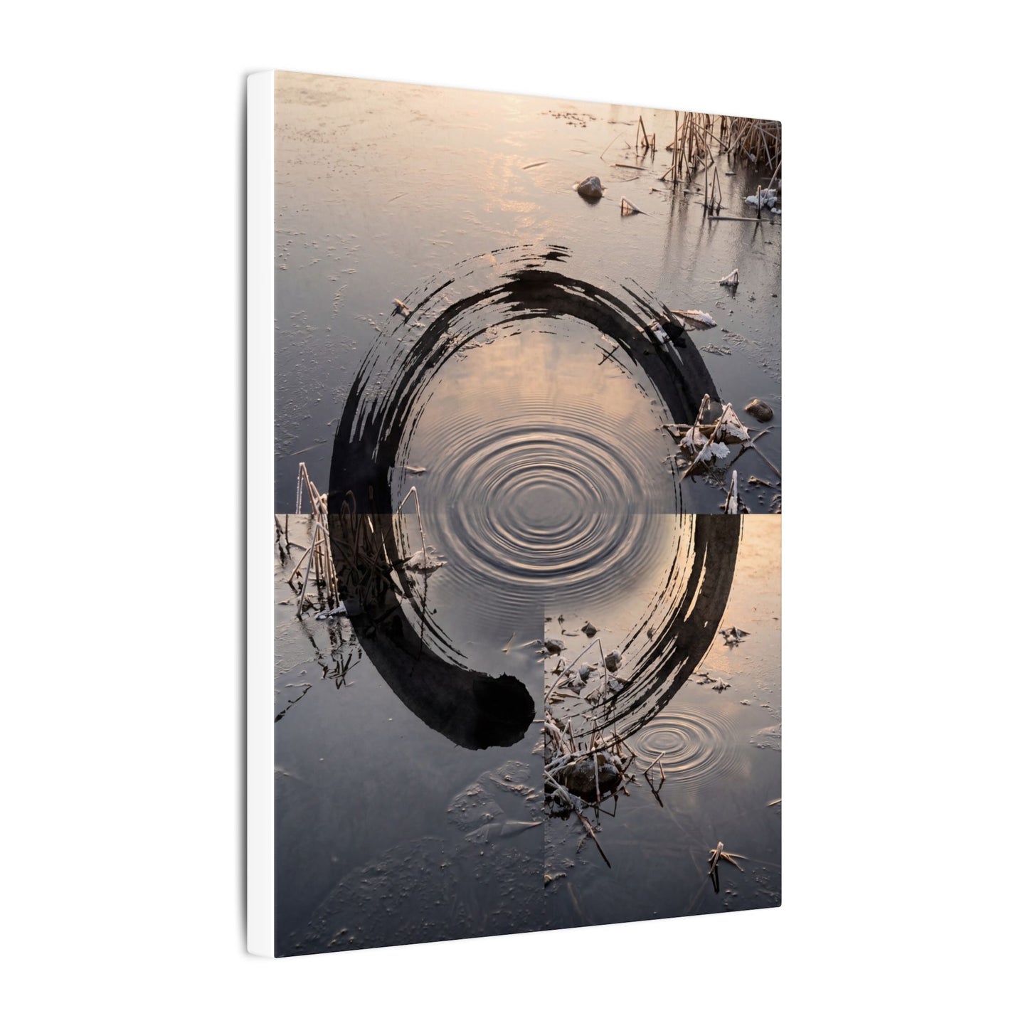 Winter Water Ripple Enso Canvas Art | Tranquil Decor