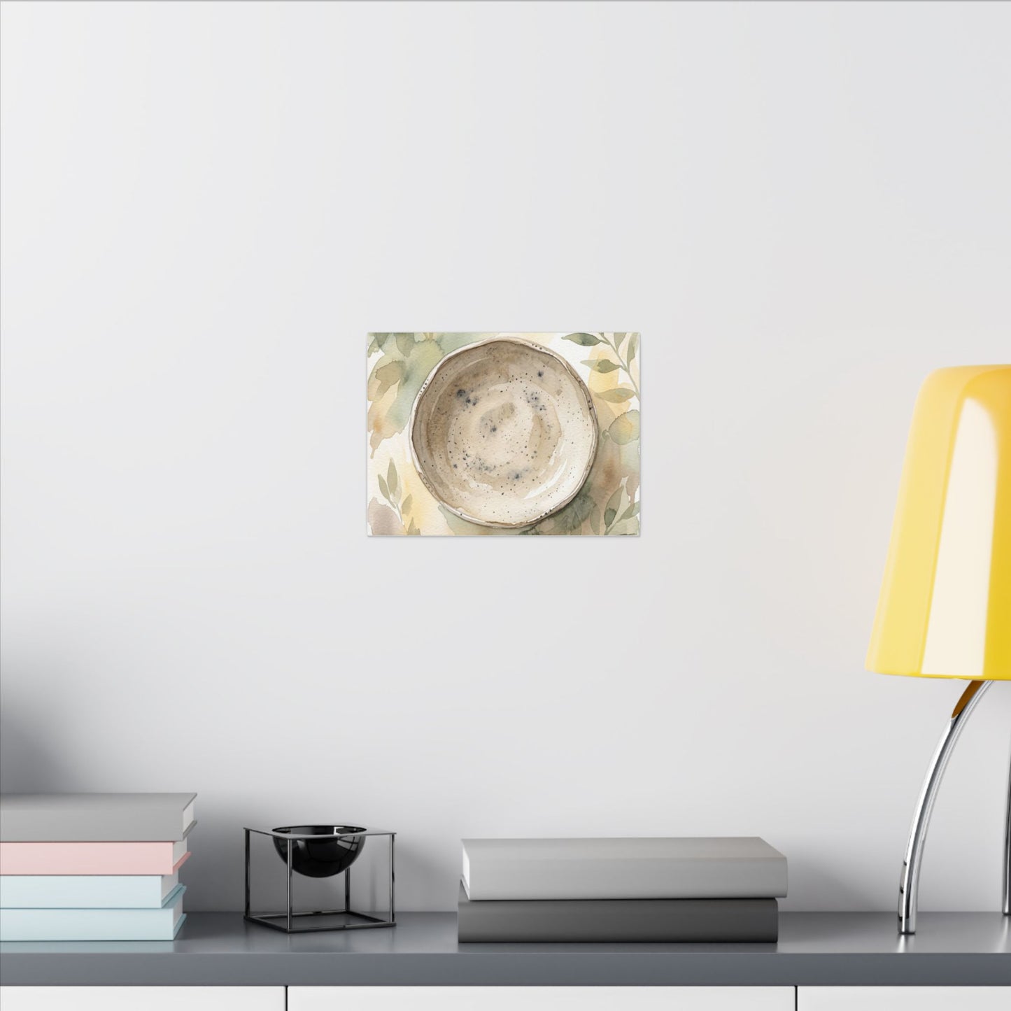 Ceramic Bowl Watercolor Canvas Art | Warm Japandi Art