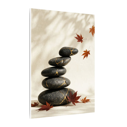 Kintsugi River Stones in Dappled | Crackle Gold Canvas Art