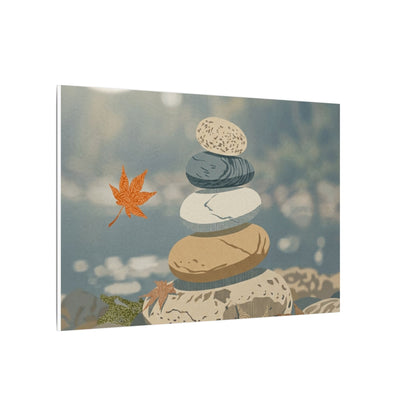 Warm River Stones Canvas Art - Japanese Pattern Japandi