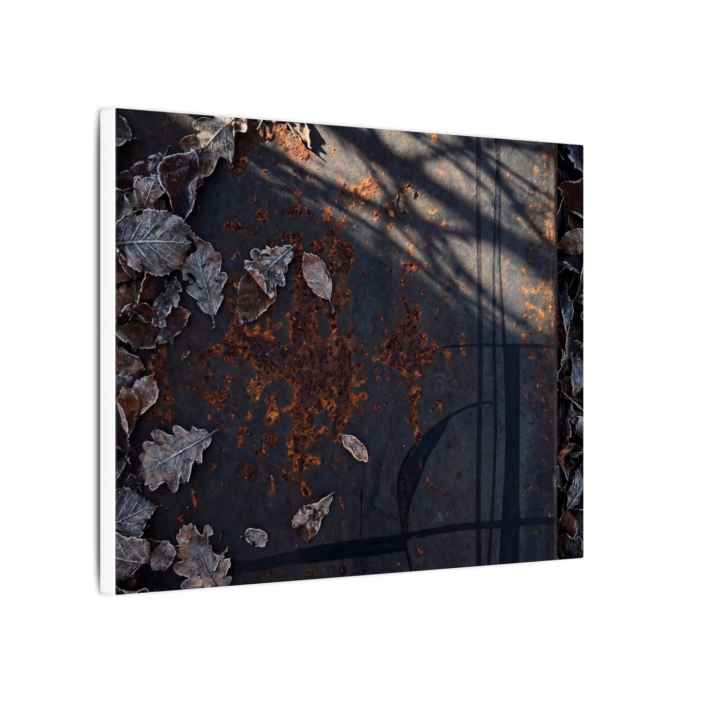Shibui Rust Patina Canvas Art - Dark Japandi Charcoal Ink