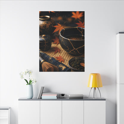 Seijaku Tea Ceremony Canvas Art - Kintsugi Gold Repair