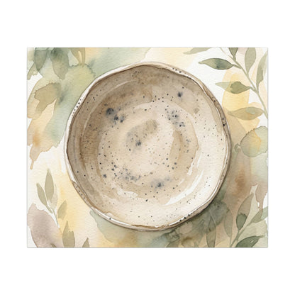 Ceramic Bowl Watercolor Canvas Art | Warm Japandi Art