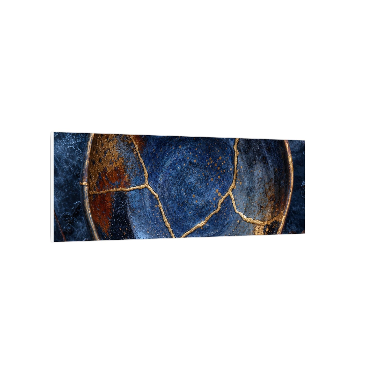 Kintsugi Ceramic Bowl in Moonlight | Crackle Gold Canvas Art