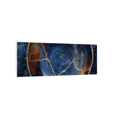 Kintsugi Ceramic Bowl in Moonlight | Crackle Gold Canvas Art