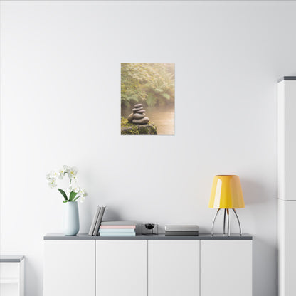 Cozy River Stones Canvas Art - Japanese Pattern Japandi