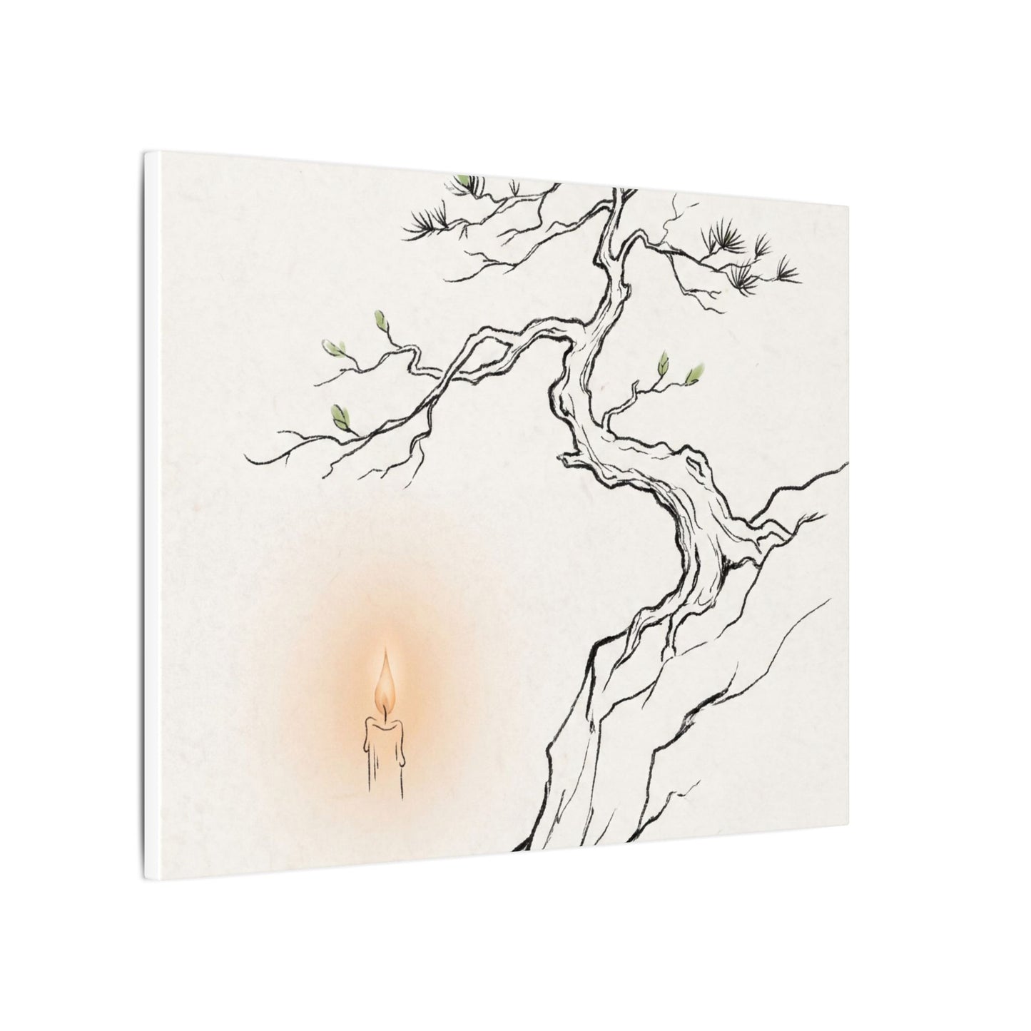 Candlelight Pine Tree Canvas Art - Japandi Shibui