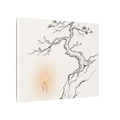 Candlelight Pine Tree Canvas Art - Japandi Shibui