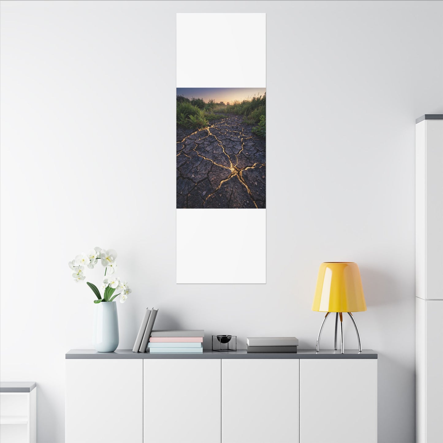 Cracked Earth Canvas Art | Summer Kintsugi Crackle Gold Art