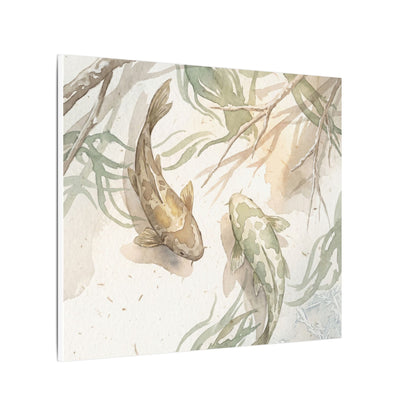 Koi Pond Canvas Art | Winter Japandi Watercolor Art