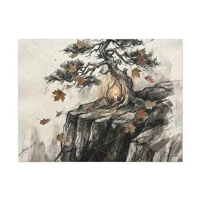 Pine Tree Autumn Canvas Art | Japandi Earthy Design