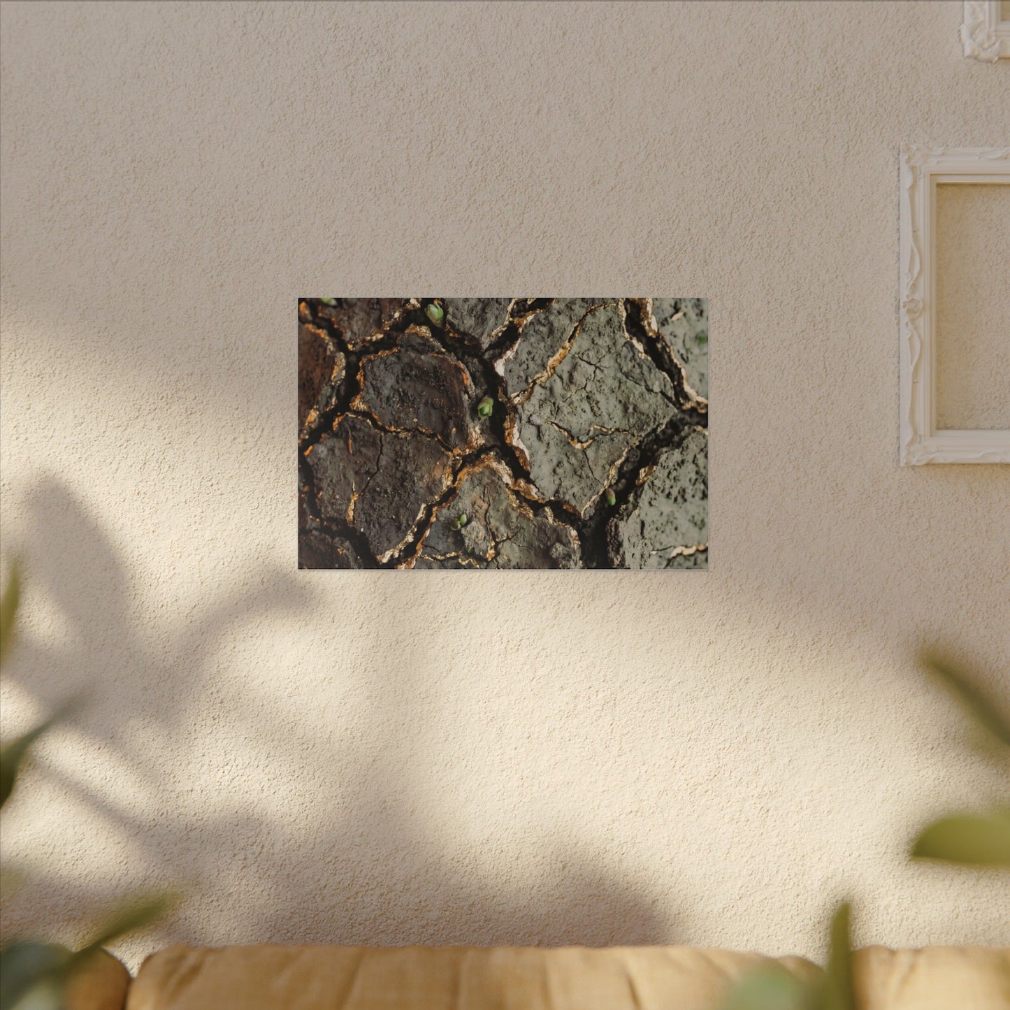 Earthy Cracked Earth Canvas Art - Japanese Pattern Japandi