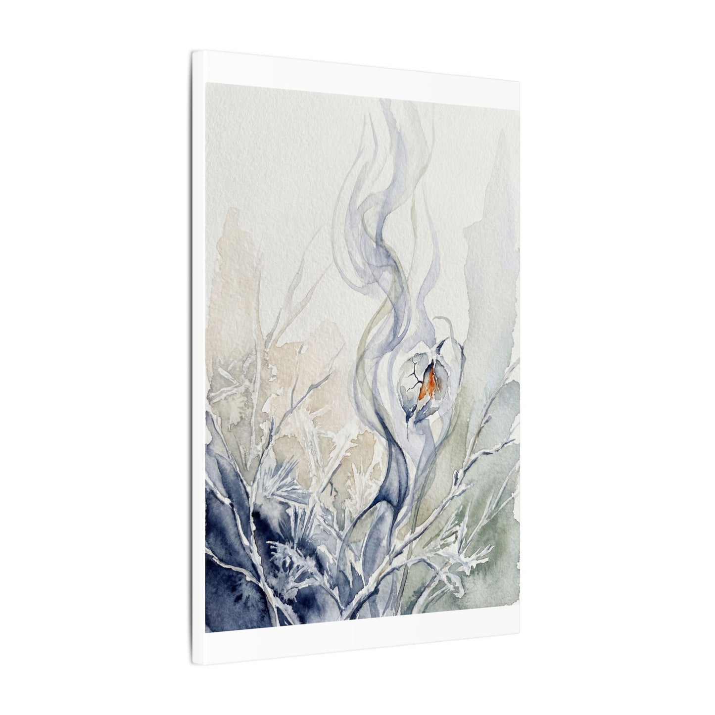 Earthy Incense Smoke Canvas Art - Watercolor Japandi