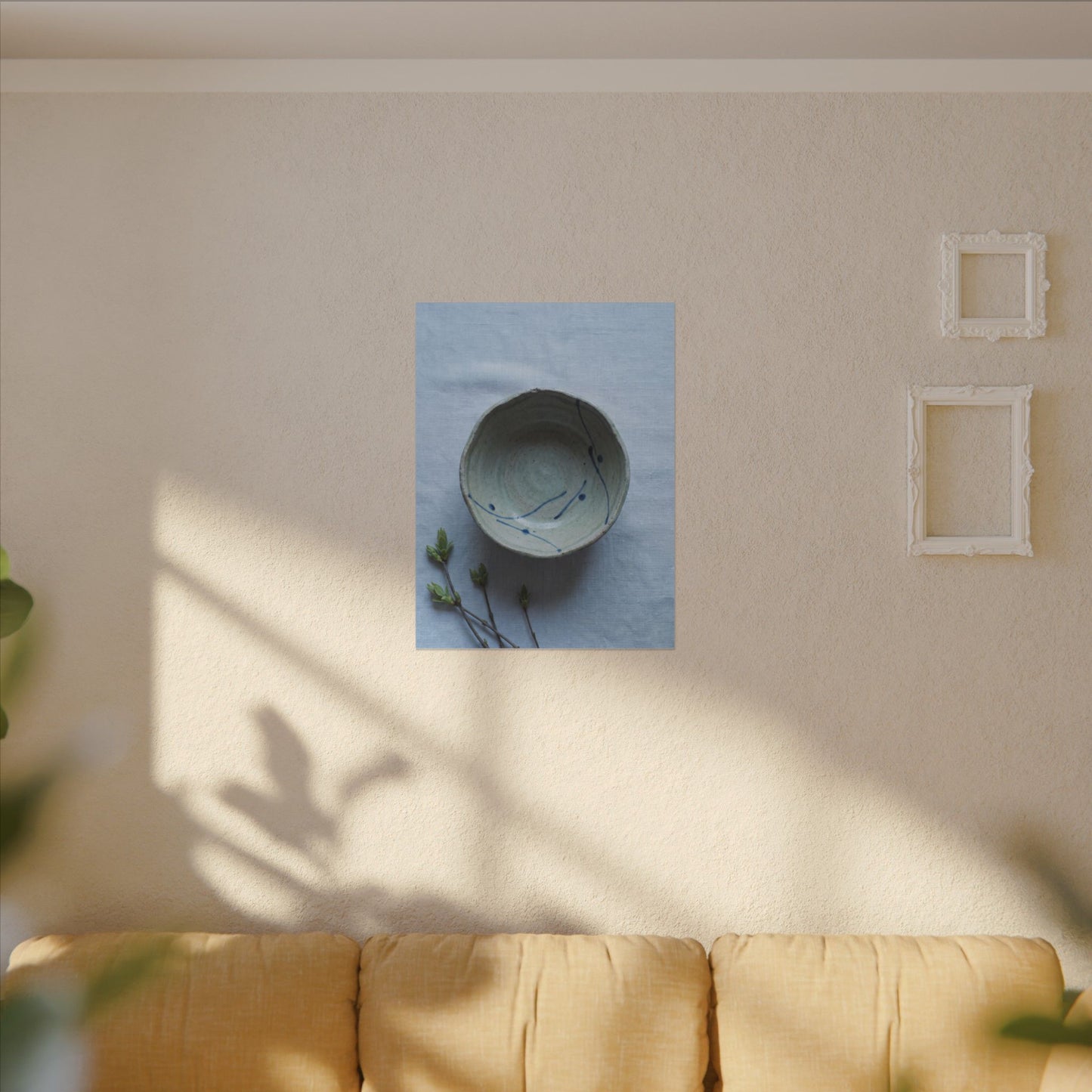 Spring Ceramic Bowl Minimal Line Canvas Art | Warm Decor