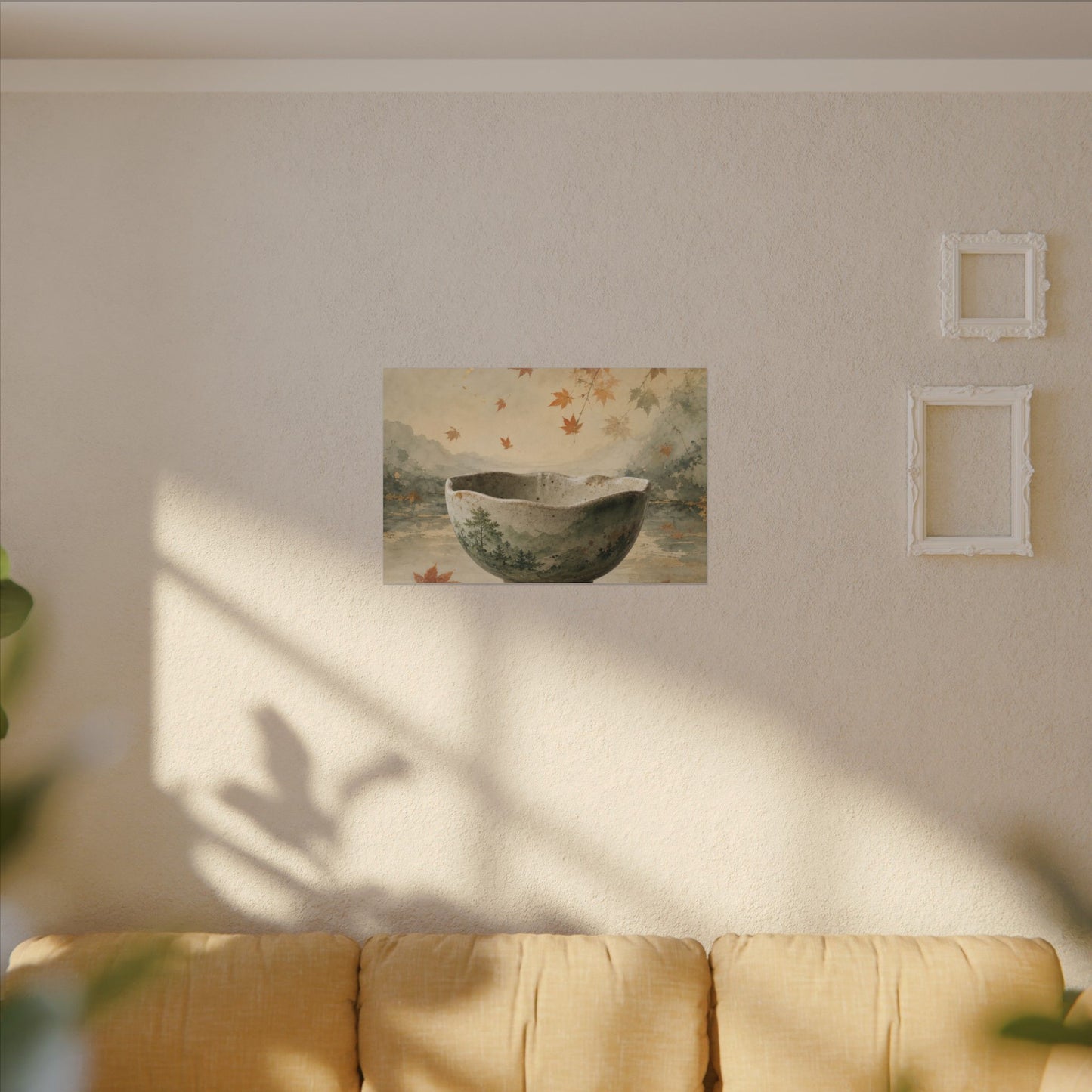 Autumn Ceramic Bowl Watercolor Canvas Art | Cozy Decor