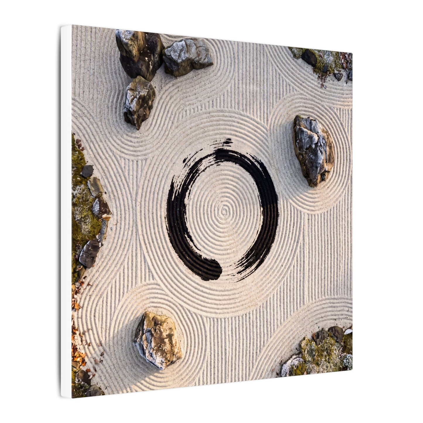 Rock Garden Canvas Art | Winter Zen Enso Art