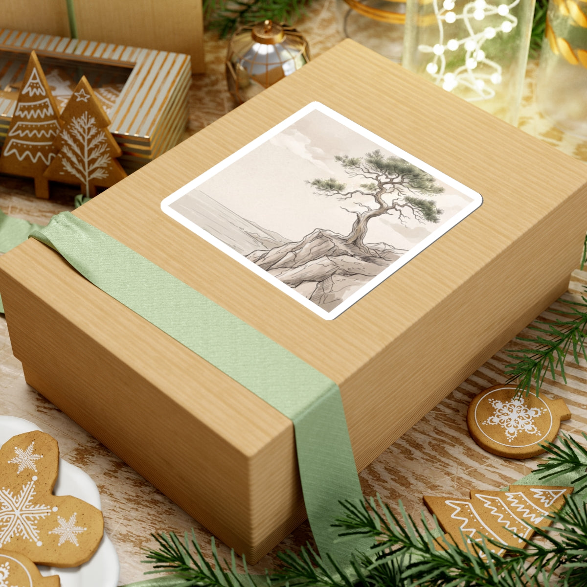 Pine Tree Summer Sticker | Japandi Elegant Design