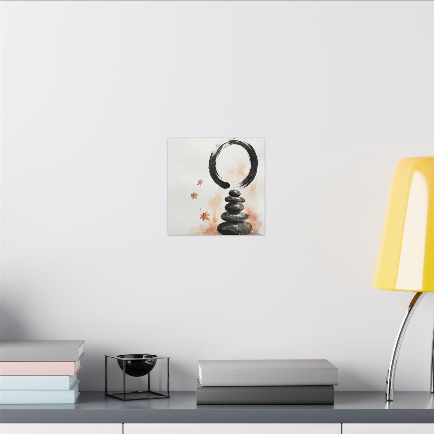 River Stones Canvas Art | Autumn Zen Enso Art