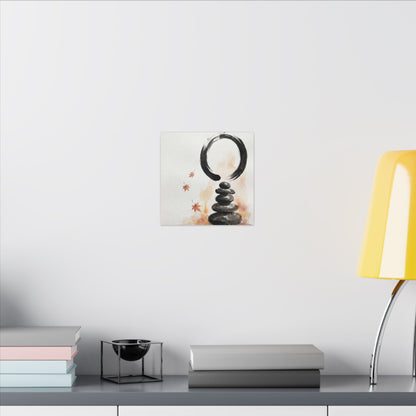 River Stones Canvas Art | Autumn Zen Enso Art