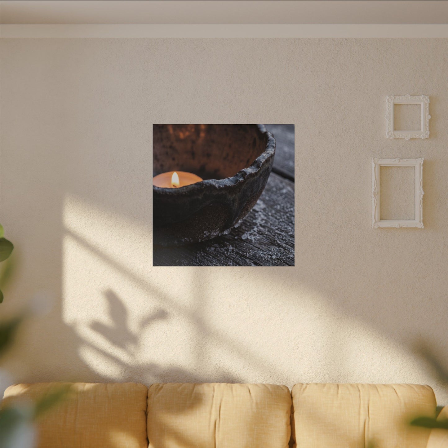 Atmospheric Ceramic Bowl Canvas Art - Moody Minimal Dark Japandi