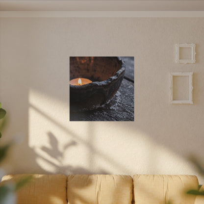 Atmospheric Ceramic Bowl Canvas Art - Moody Minimal Dark Japandi