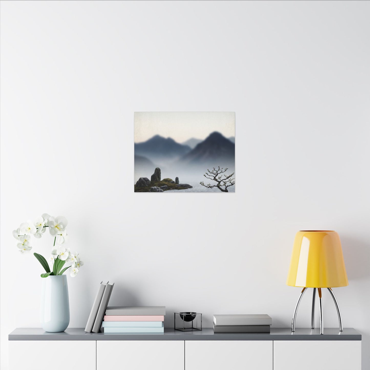 Mountain Mist Karesansui Canvas Art | Contemplative Zen Art