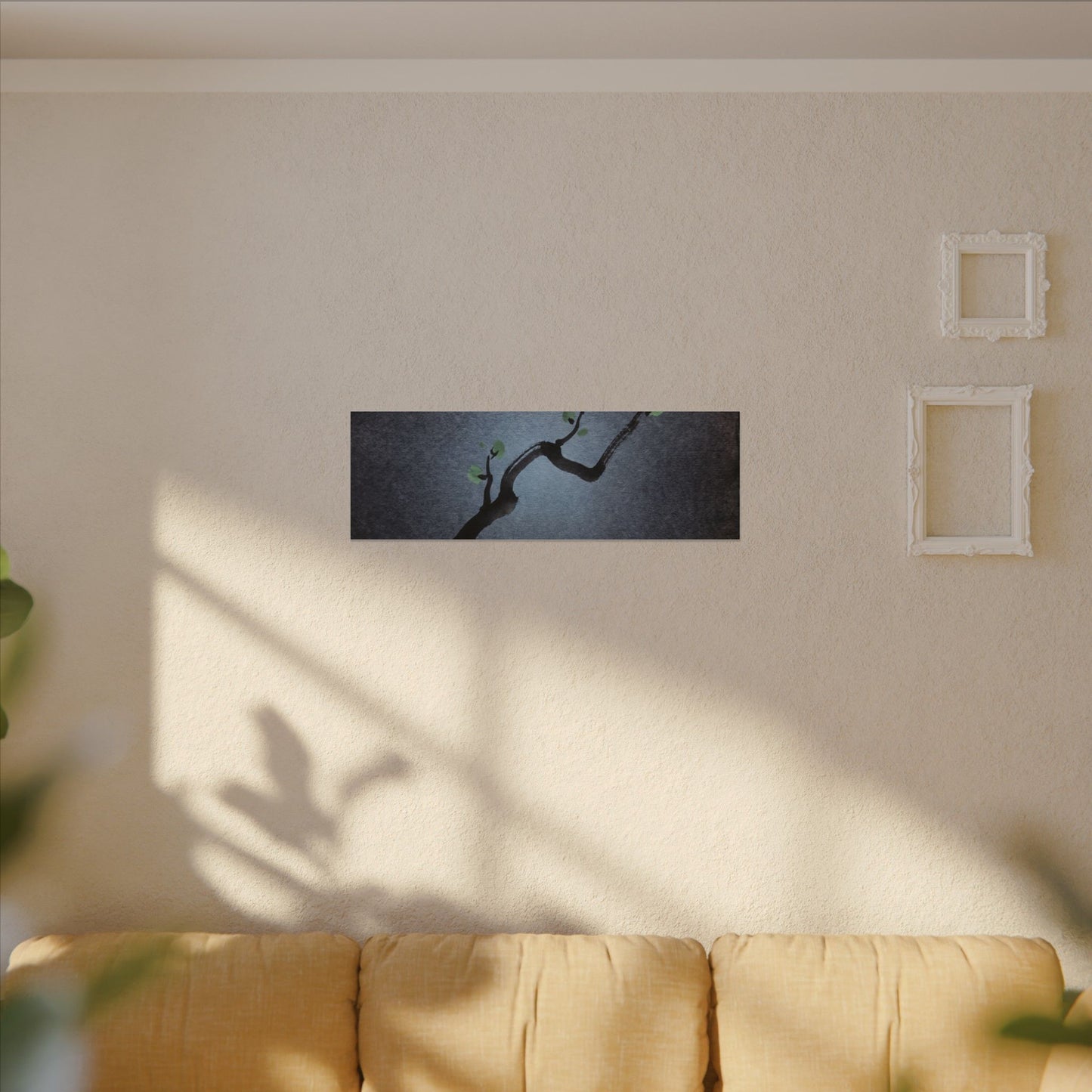 Ink Brushstroke Canvas Art | Spring Dark Japandi Moody Minimal Art