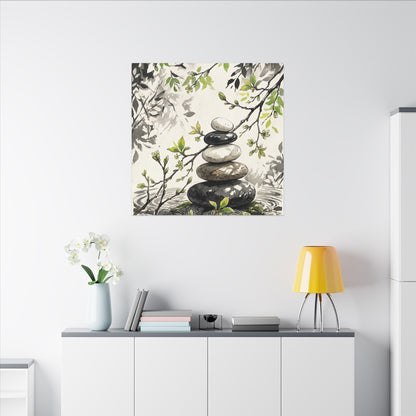 Spring River Stones Japanese Pattern Canvas Art | Elegant Decor