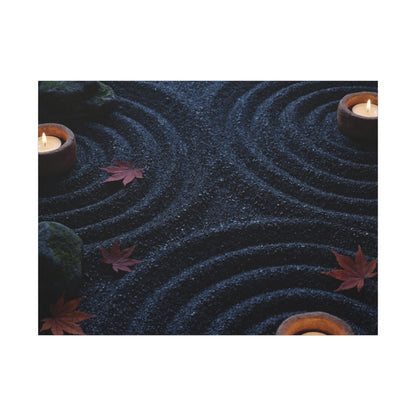 Seijaku Rock Garden Canvas Art - Dark Japandi Dark Texture