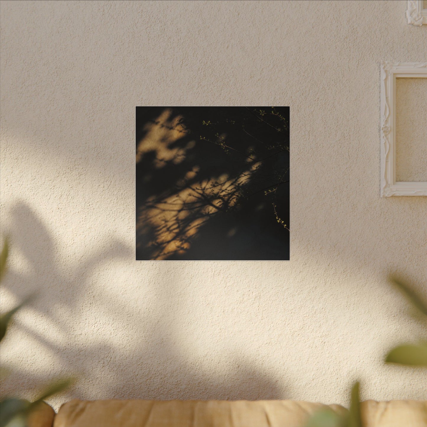 Moody Shadow Play Canvas Art - Moody Minimal Dark Japandi