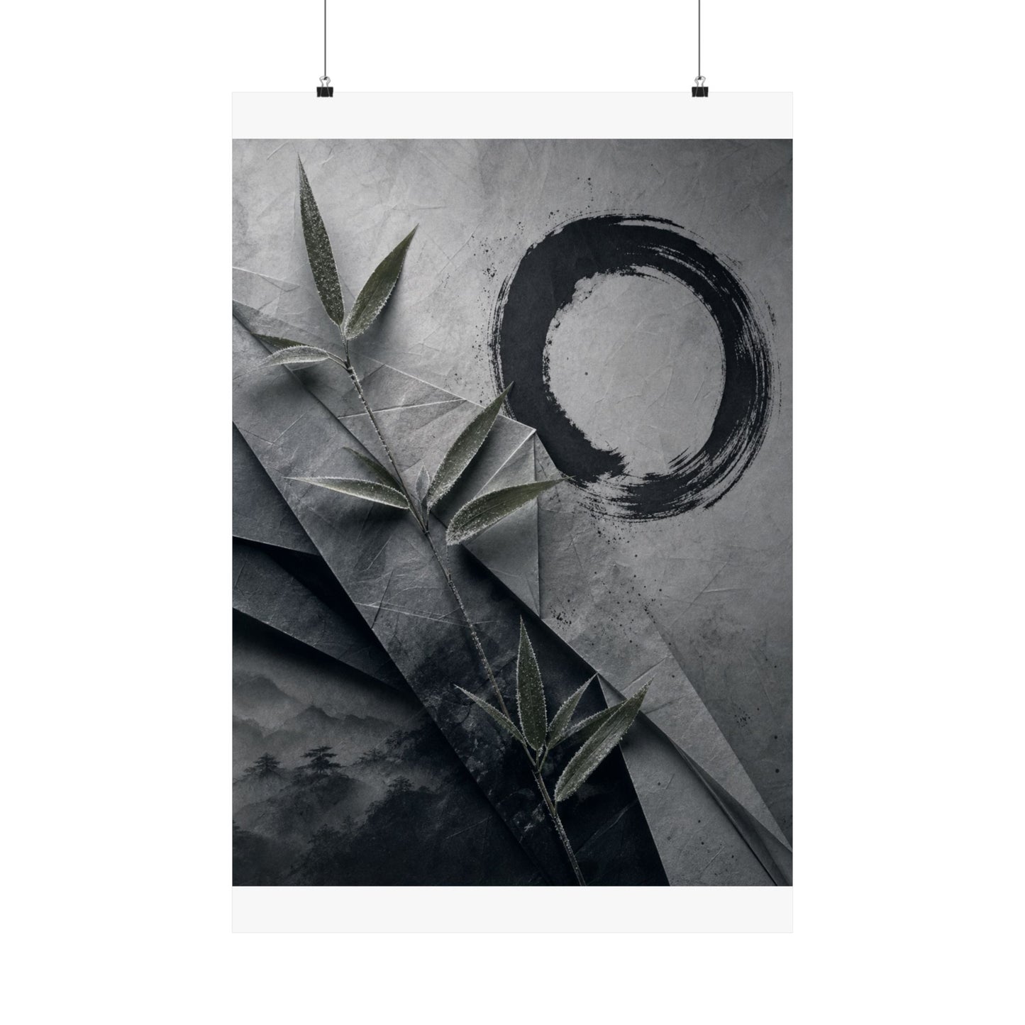 Winter Paper Fold Enso Wall Art Print | Tranquil Decor
