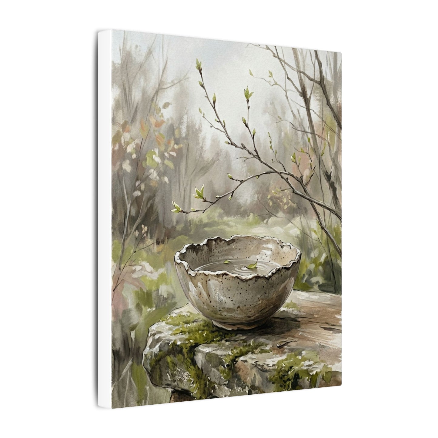 Japandi Ceramic Bowl in Overcast | Minimal Line Canvas Art