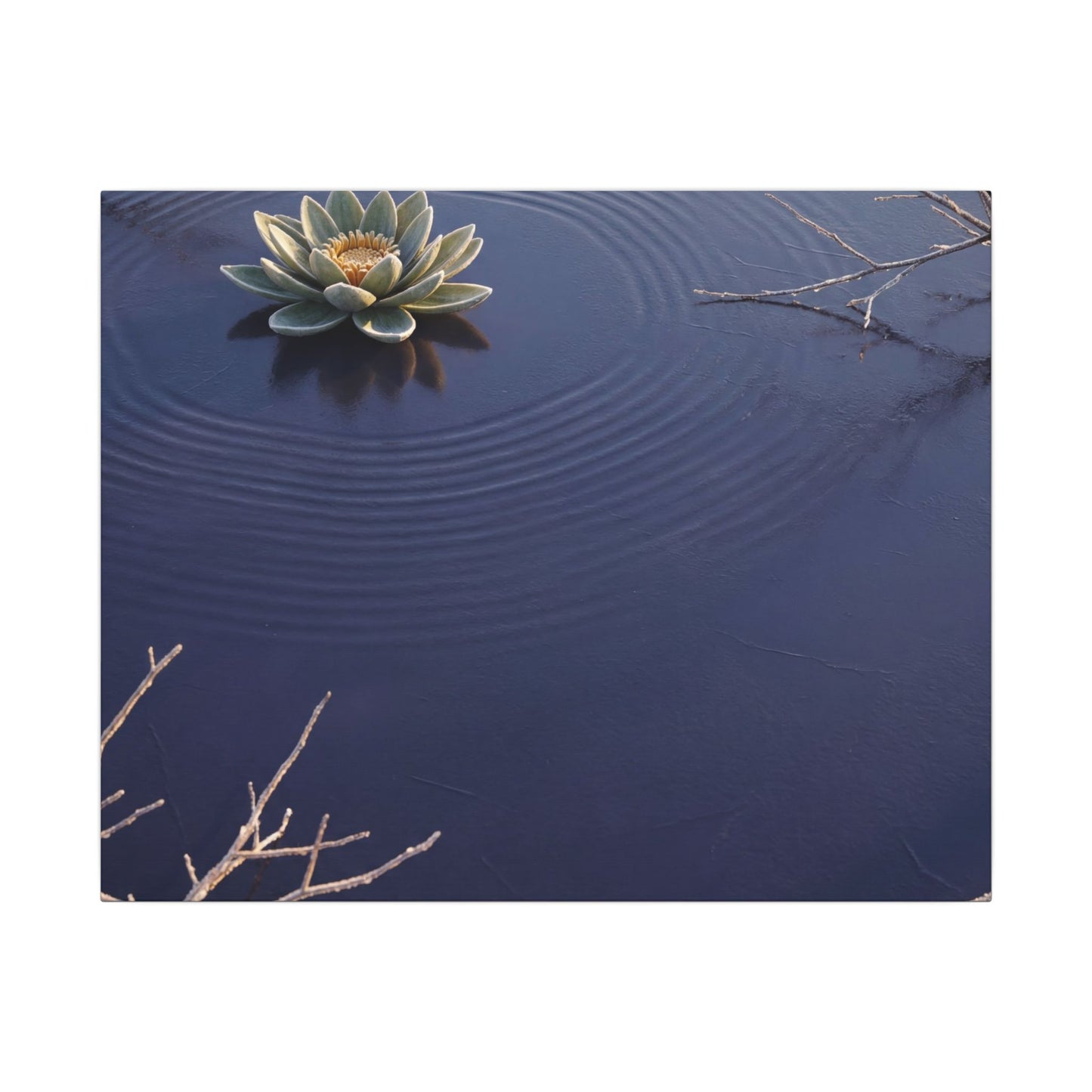 Lotus Flower Canvas Art | Winter Zen Karesansui Art