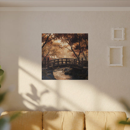 Autumn Wooden Bridge Gold Vein Canvas Art | Resilient Decor