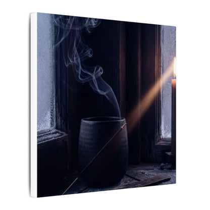 Incense Smoke Winter Canvas Art | Dark Japandi Sophisticated Design