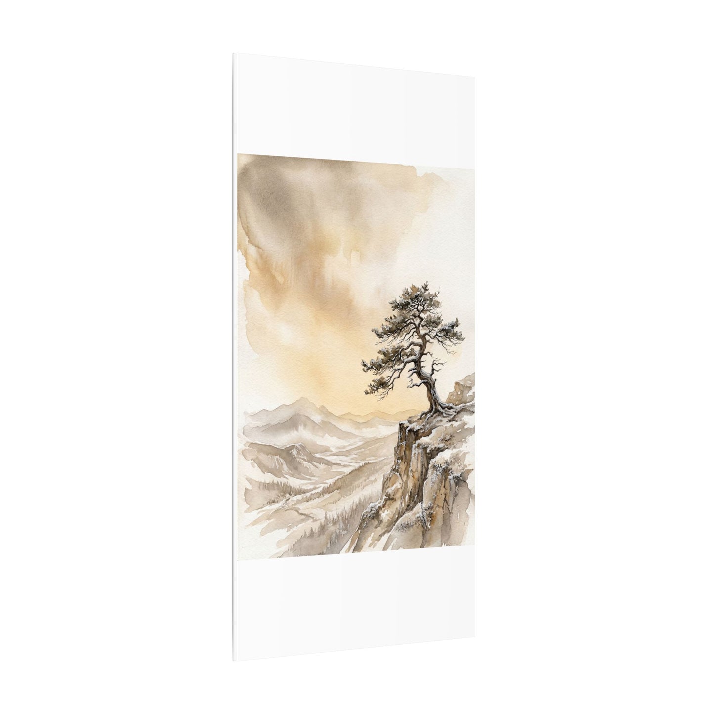 Pine Tree Canvas Art | Winter Japandi Watercolor Art