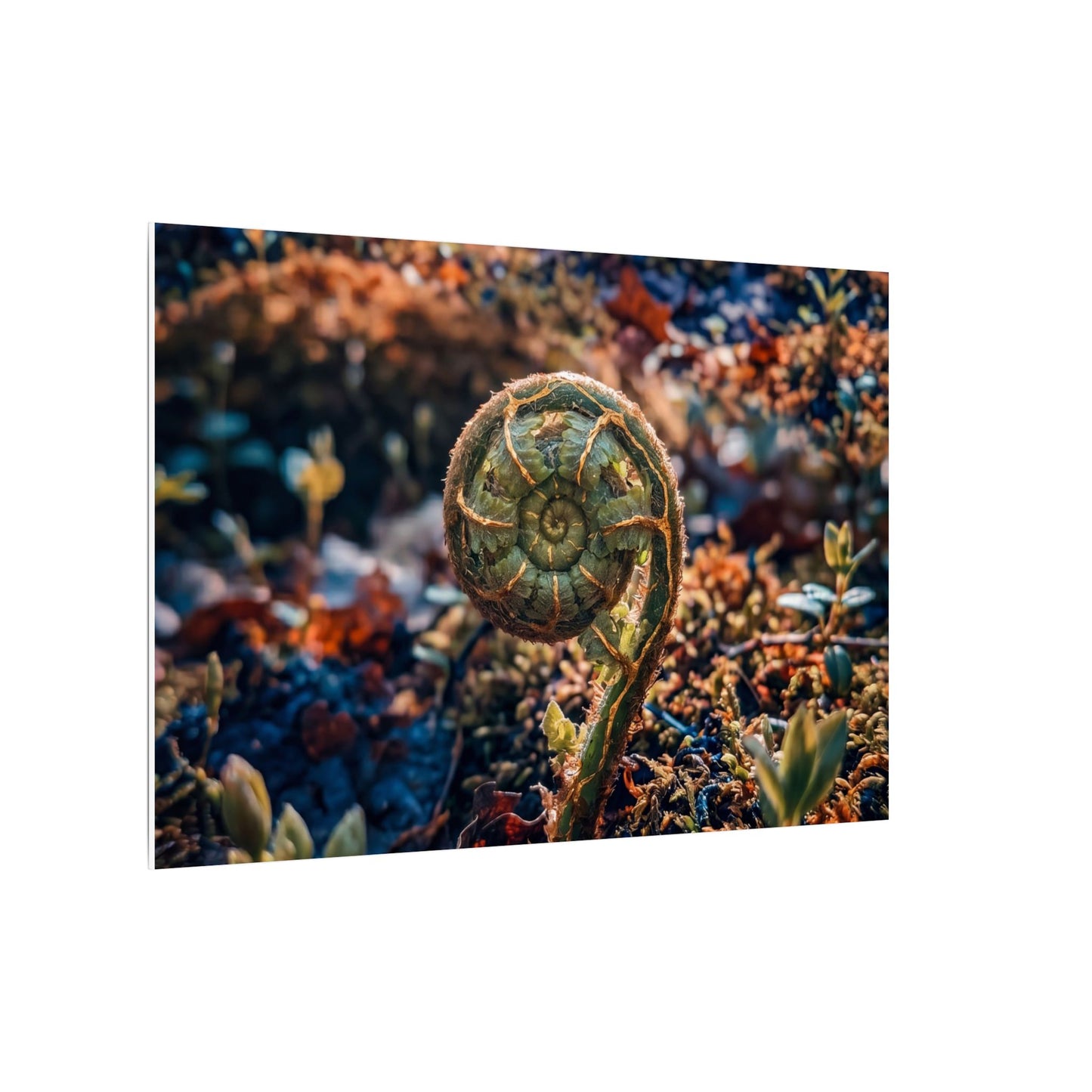 Kintsugi Fern Unfurling in Dappled | Gold Vein Canvas Art