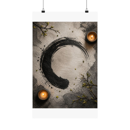 Peaceful Ink Brushstroke Wall Art Print - Enso Zen