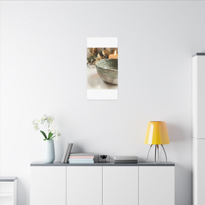 Ceramic Bowl Canvas Art | Summer Japandi Watercolor Art