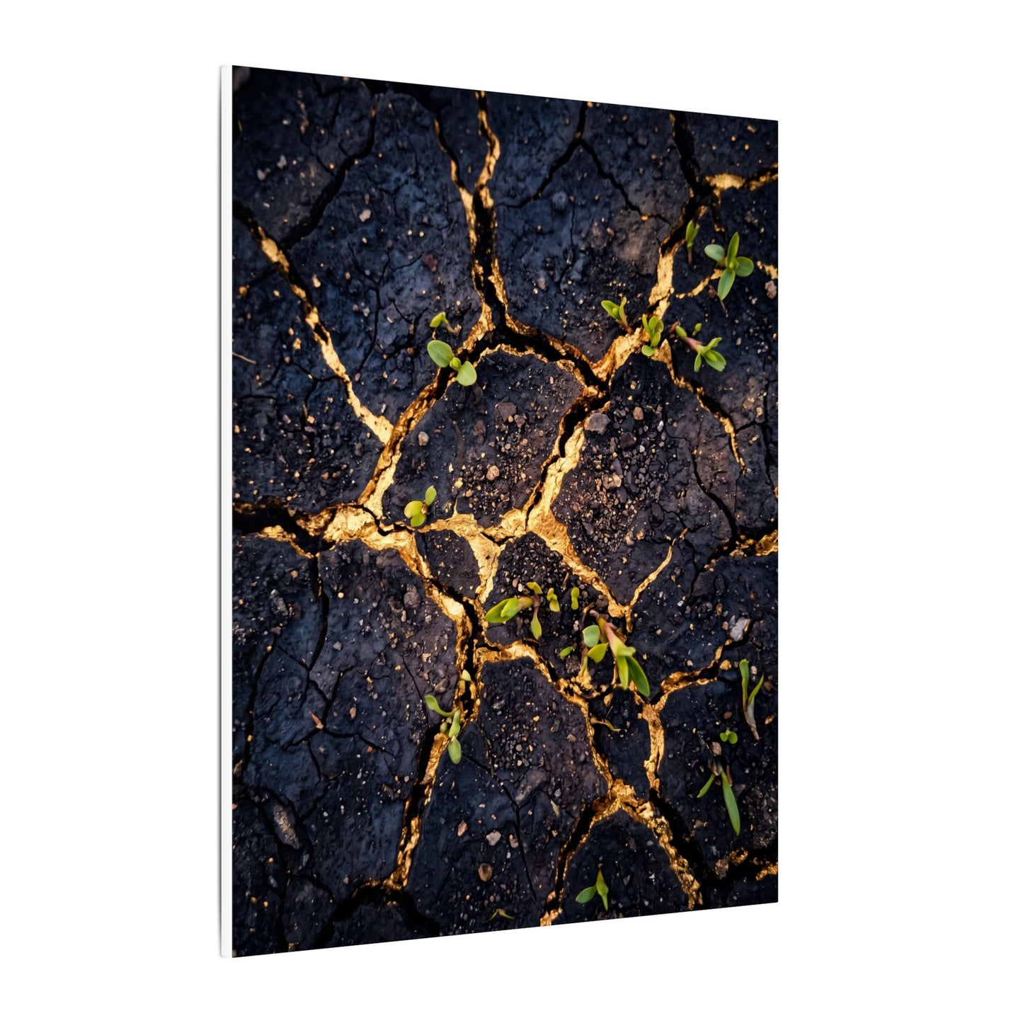 Spring Cracked Earth Crackle Gold Canvas Art | Healing Decor
